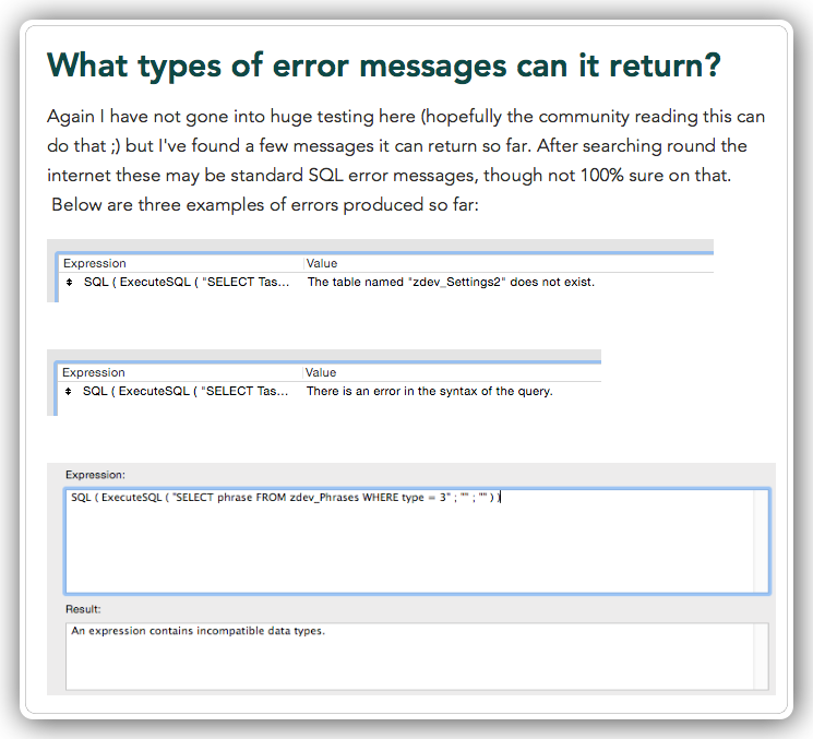What types of error messages can it return?